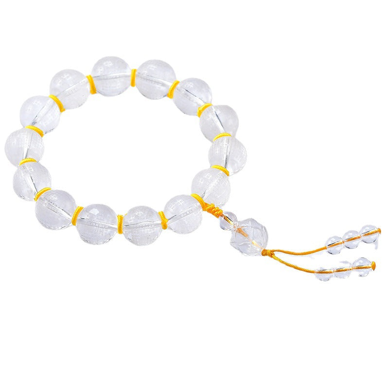 Buddha Stones Tibet White Crystal Half Demon Half Buddha Heart Sutra Lotus Healing Bracelet Bracelet BS 5