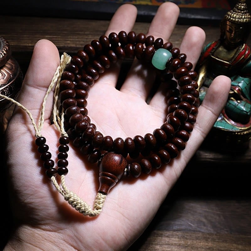 Buddha Stones Natural Tibet 108 Mala Beads Purple Bodhi Seed Three-eyed Dzi Bead Copper Dorje Harmony Bracelet Mala Bracelet BS 18