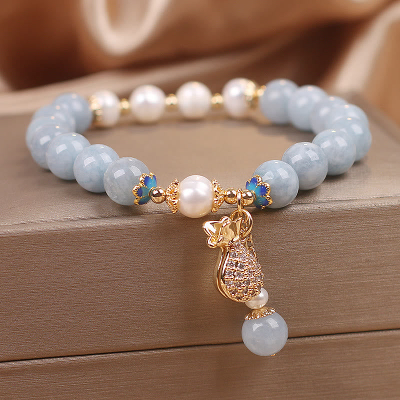 Foviel Inner Peace And Stress Relief Aquamarine Jade Blue Bracelet Bangle Bundle