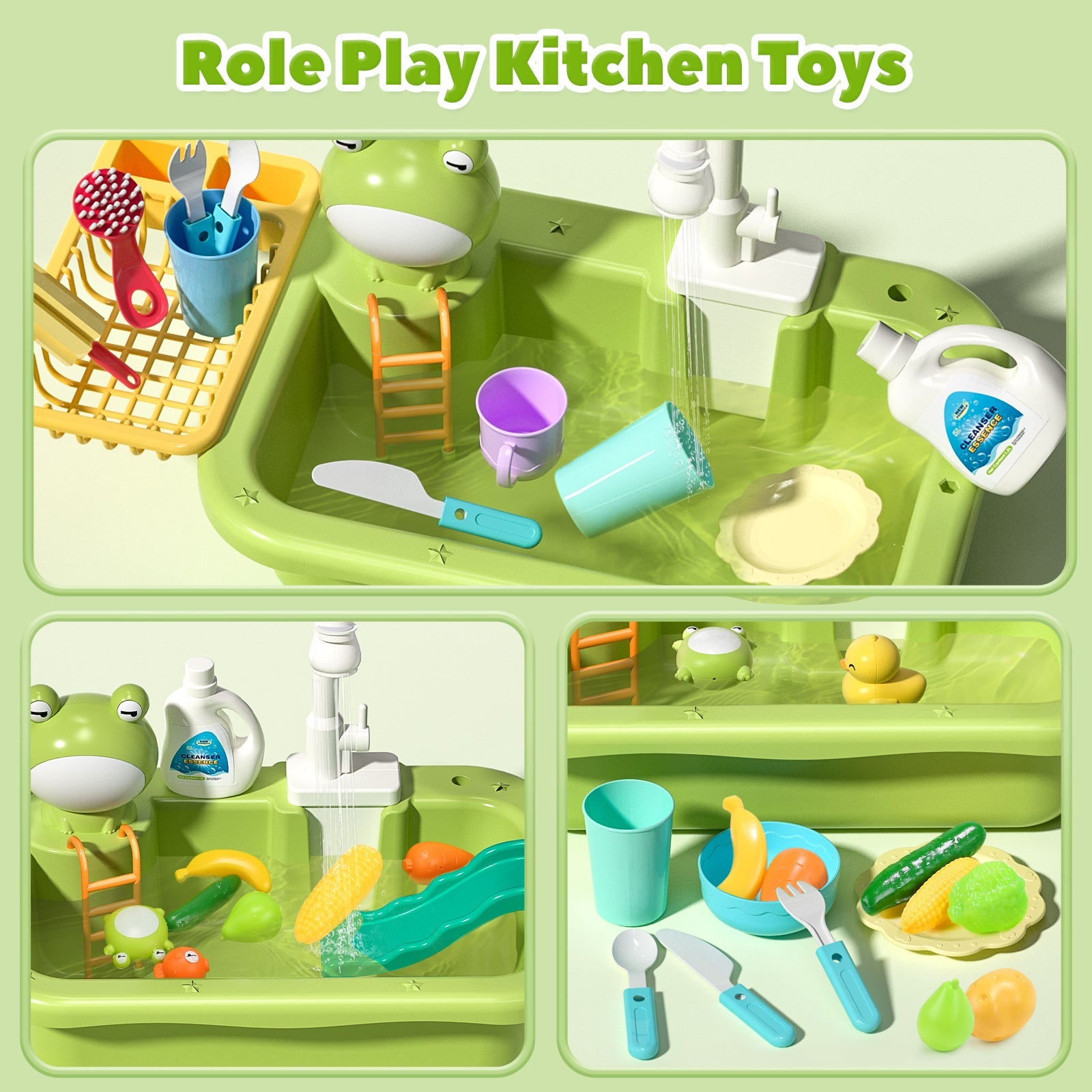 Fidtoy Fregadero de Juguete con Agua Corriente para Niños de 3+ años