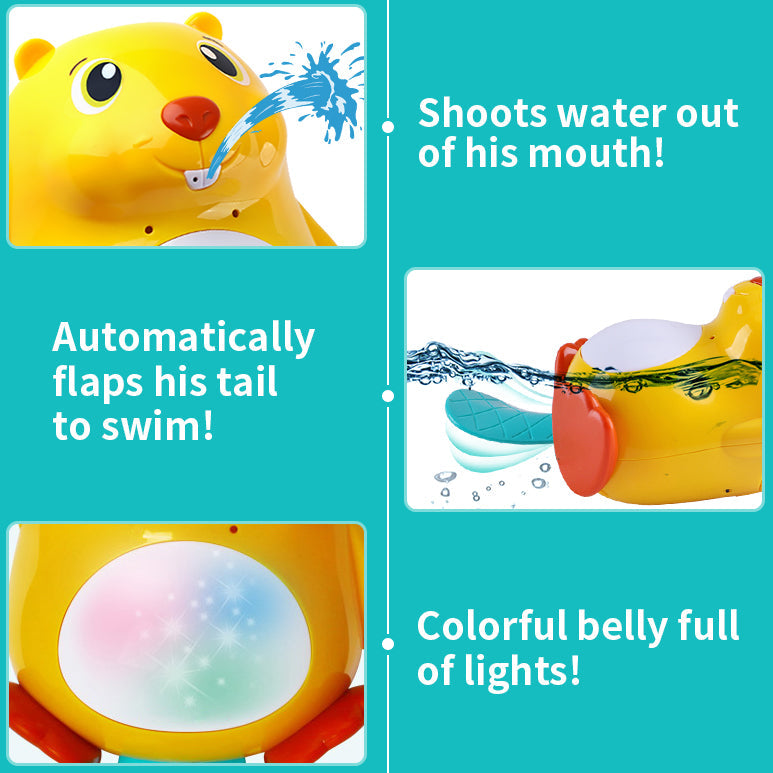 Fidtoy Beaver Bath Toy with Water Spray and Lights