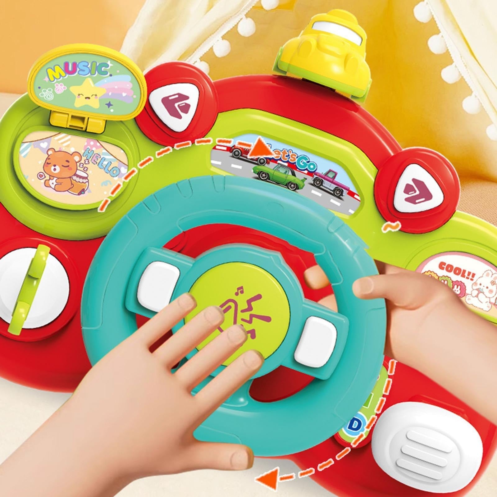 Fidtoy Multifunctional Activity Steering Wheel Toy for Toddlers Pretend Driving Lights Sounds Car Seat Play