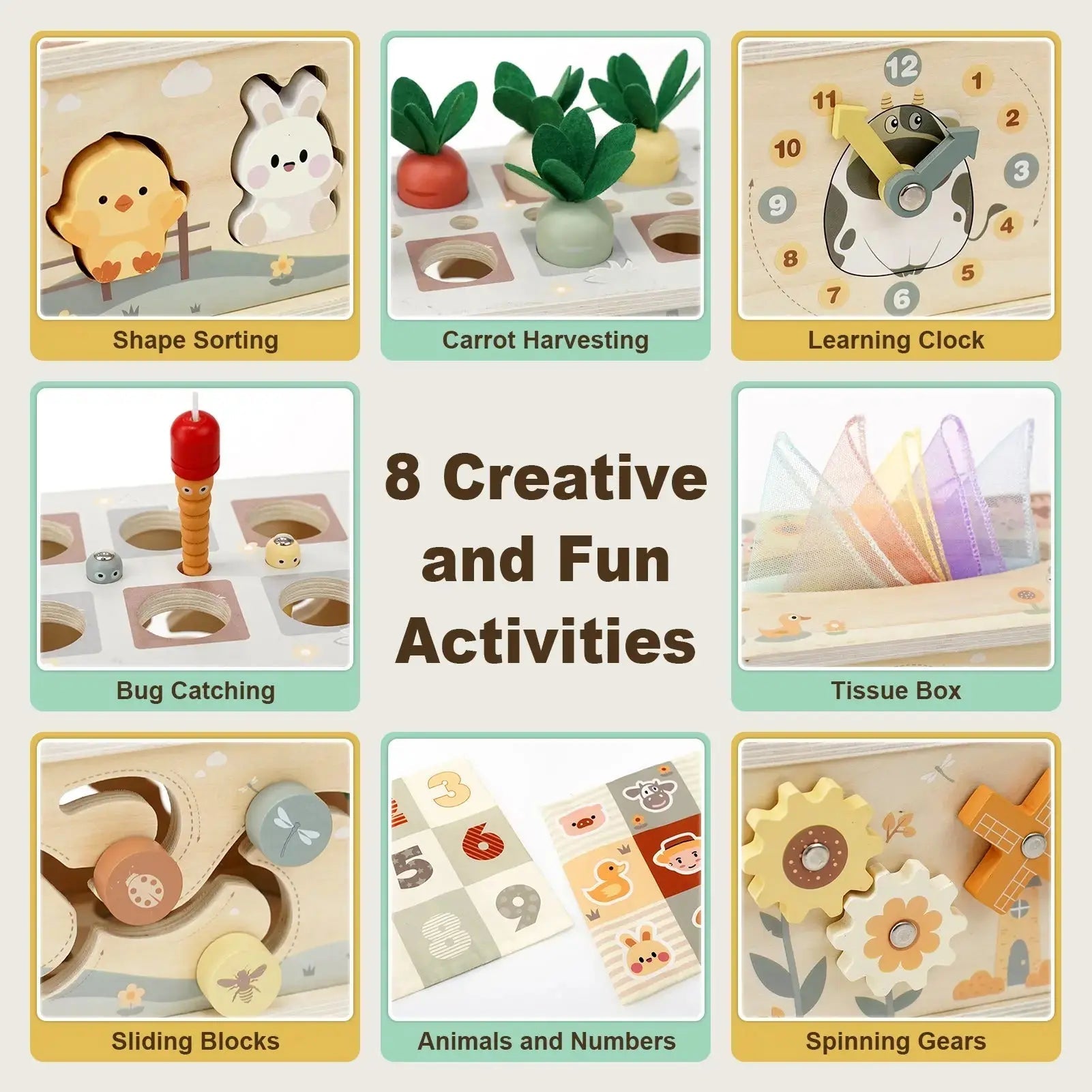 8-in-1 Activity Cube for Toddlers | Montessori Wooden Learning Toy
