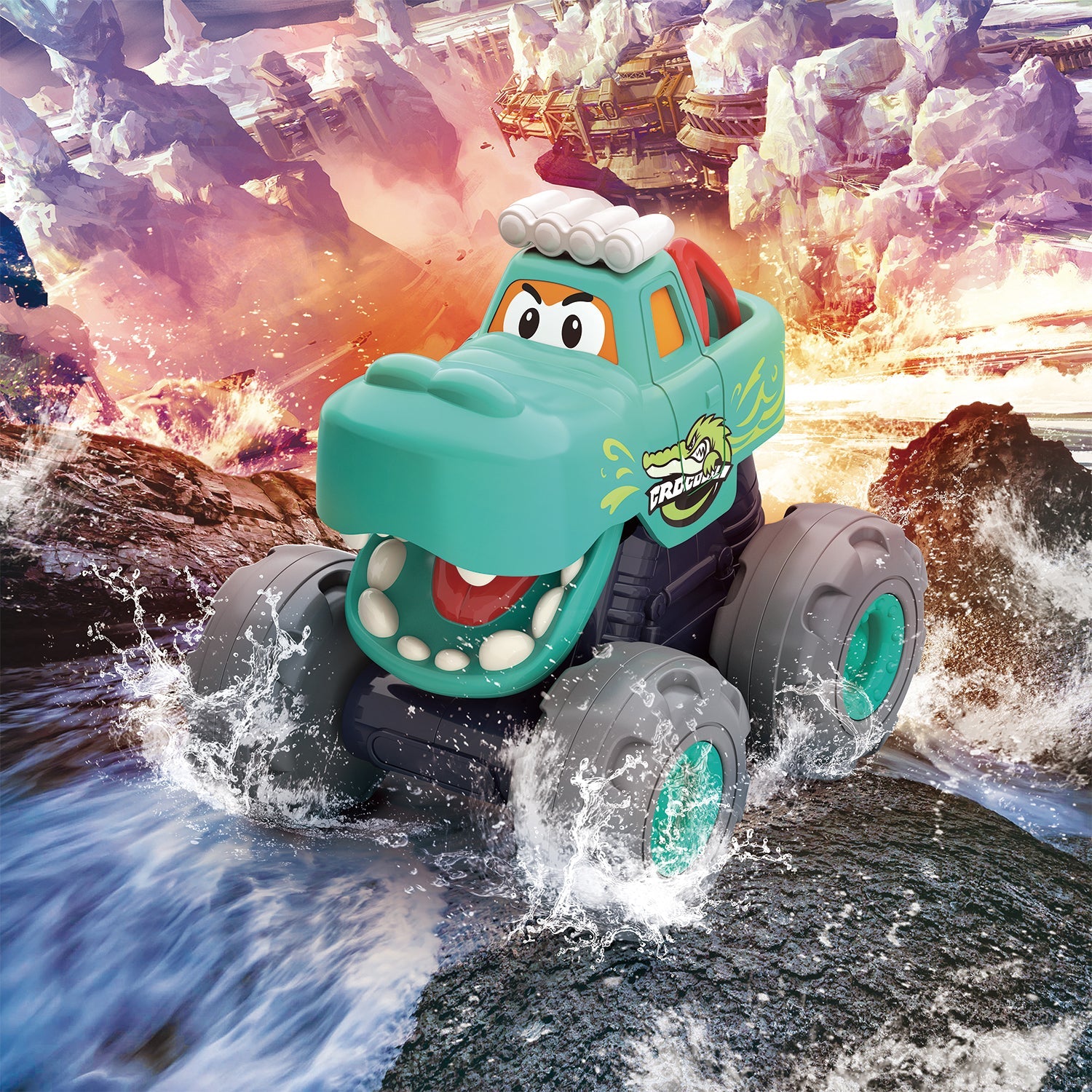 Ensemble de jouets Fidtoy de camions monstres animaux pour les tout-petits