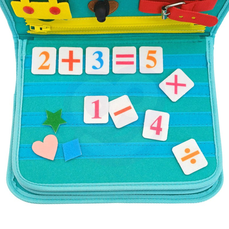 Fidtoy Busy Dinosaur Montessori Sensory Book for Toddlers – 4 Double-Sided Pages Quiet Book, Fine Motor Skills Learning Activity Book, Travel Toy for Kids Ages 2+