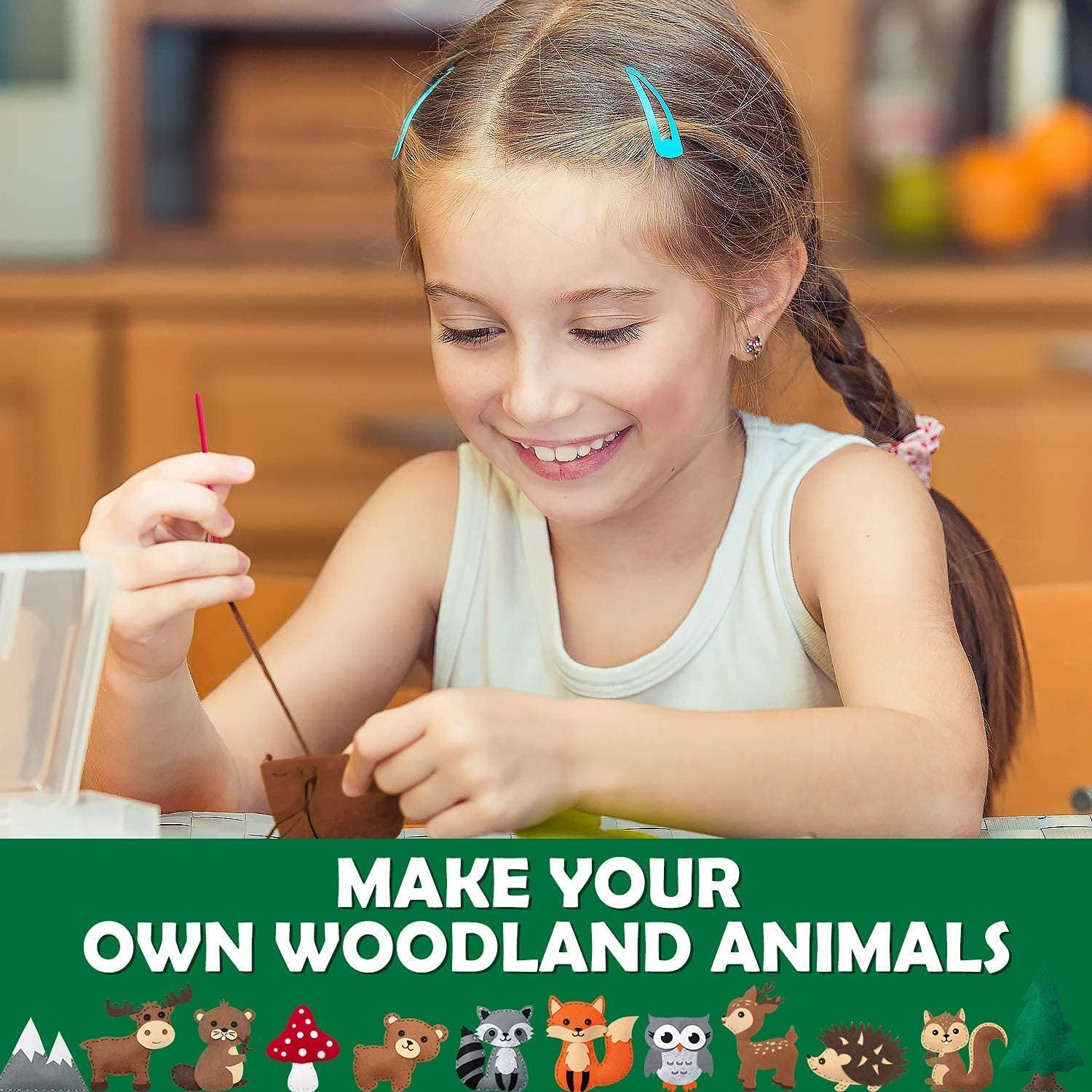 Kit de costura de animales de madera para niños