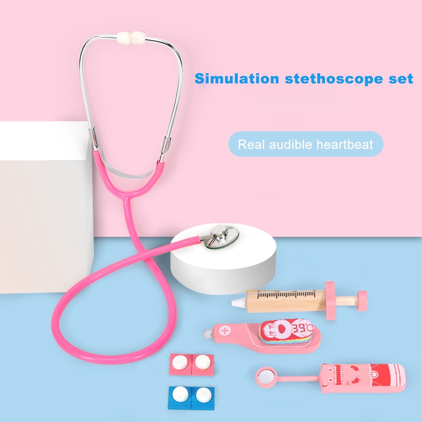Fidtoy Pretend Play Doctor Medical Tool Kit for Kids Role Play Health Toy with Stethoscope Thermometer Bandages Ages 3+