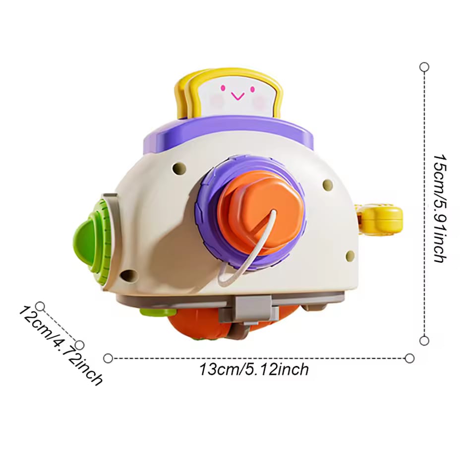 Fidtoy Montessori Toaster Busy Cube for Toddlers Sensory Fine Motor Cause Effect Learning Toy Age 12M+