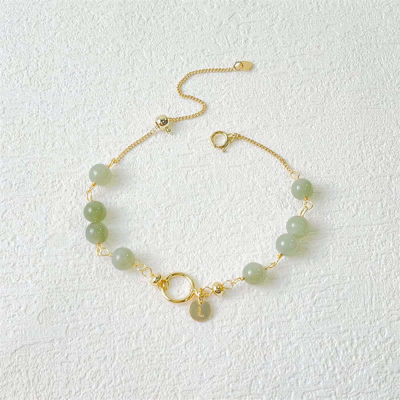 Buddha Stones Unique Natural Hetian Jade 14K Gold filled Luck Beaded Bracelet Bracelet BS 1