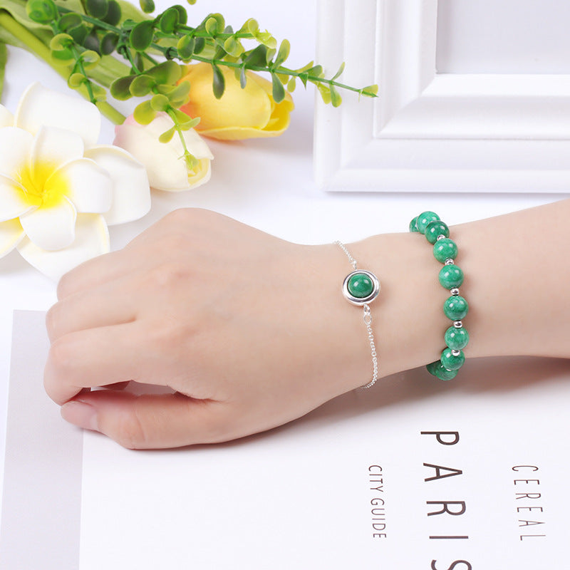 Buddha Stones Sun Stone Strawberry Quartz Crystal Positive Bracelet Bracelet BS Malachite