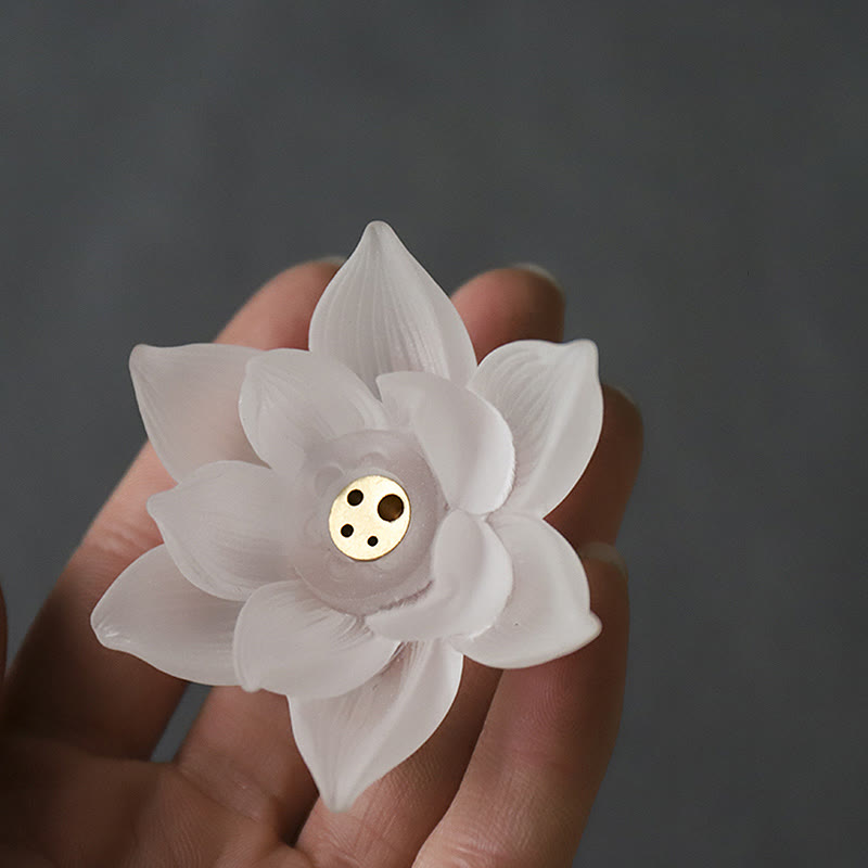 Buddha Stones Mini Lotus Liuli Crystal Healing Meditation Stick Incense Burner Decorations BS 16