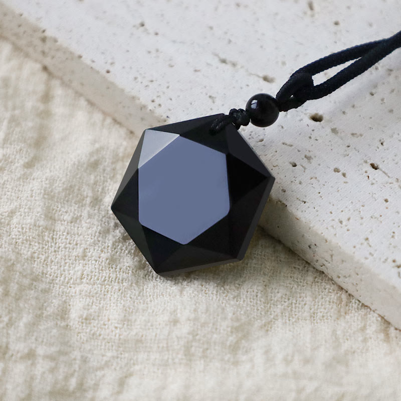 Buddha Stones Black Obsidian Talisman Purify Pendant Necklace Necklaces & Pendants BS 7
