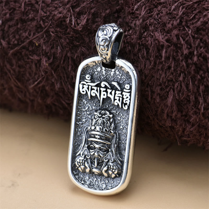 Foviel 925 Sterling Silber Zakiram Göttin des Reichtums Om Mani Padme Hum Friedenskette Anhänger