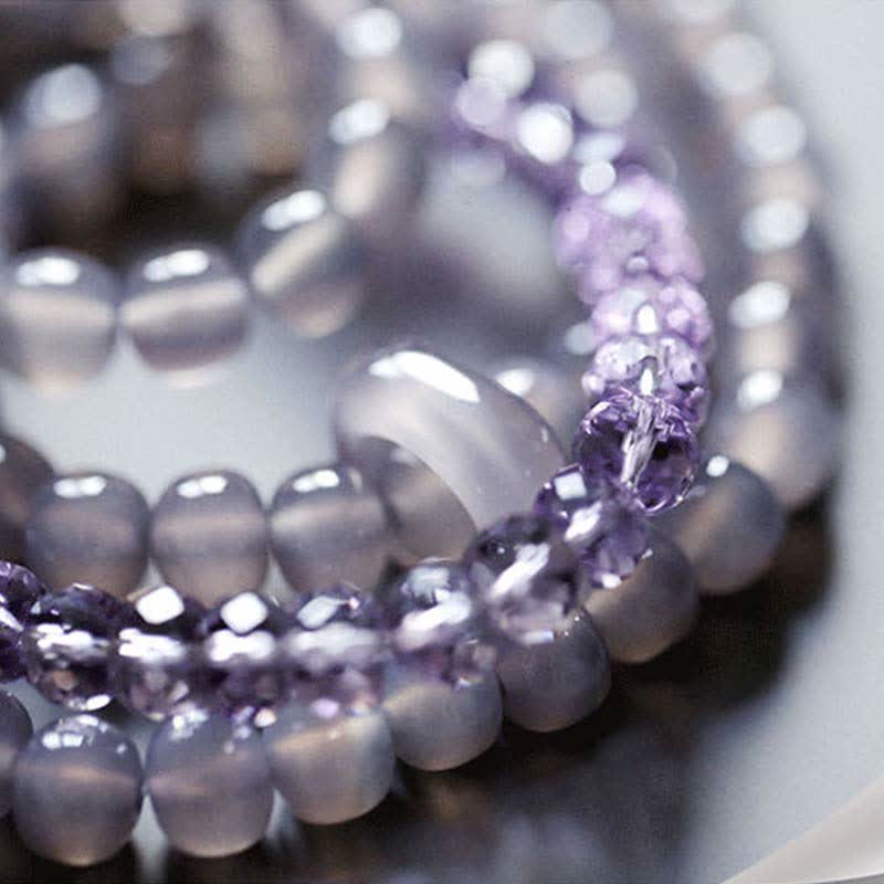 Buddha Stones Natural Amethyst Crystal Meditation Healing Bracelet Bracelet BS 15