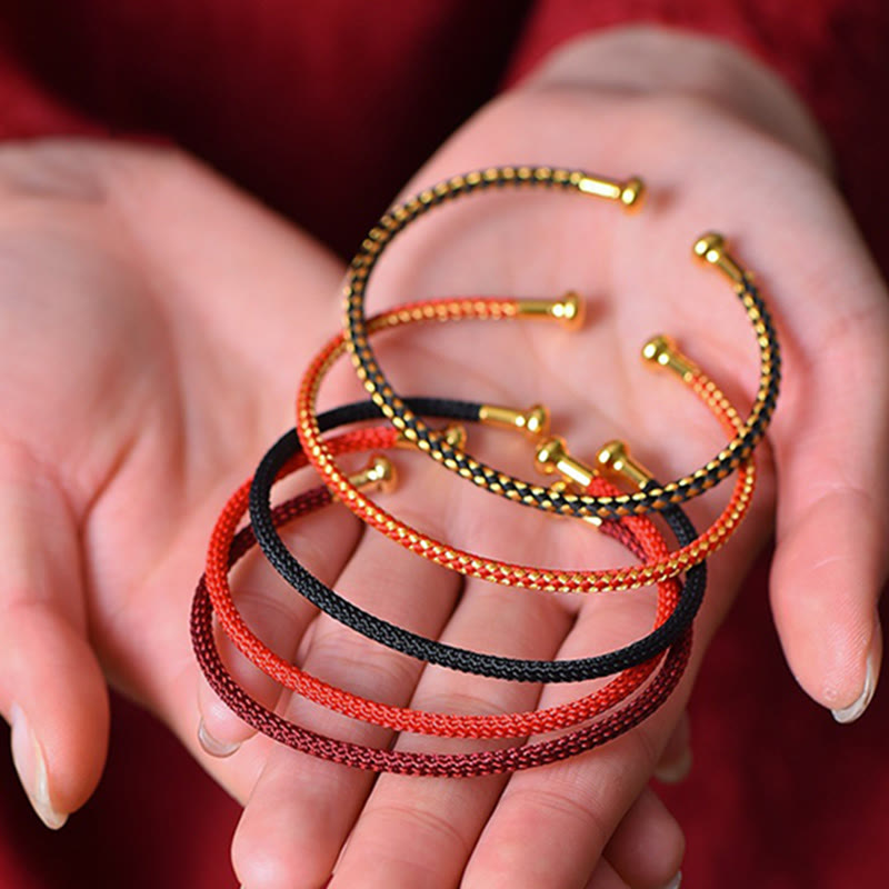 Buddha Stones Simple Design Handmade Luck Braid String Cuff Bracelet Bracelet BS 1