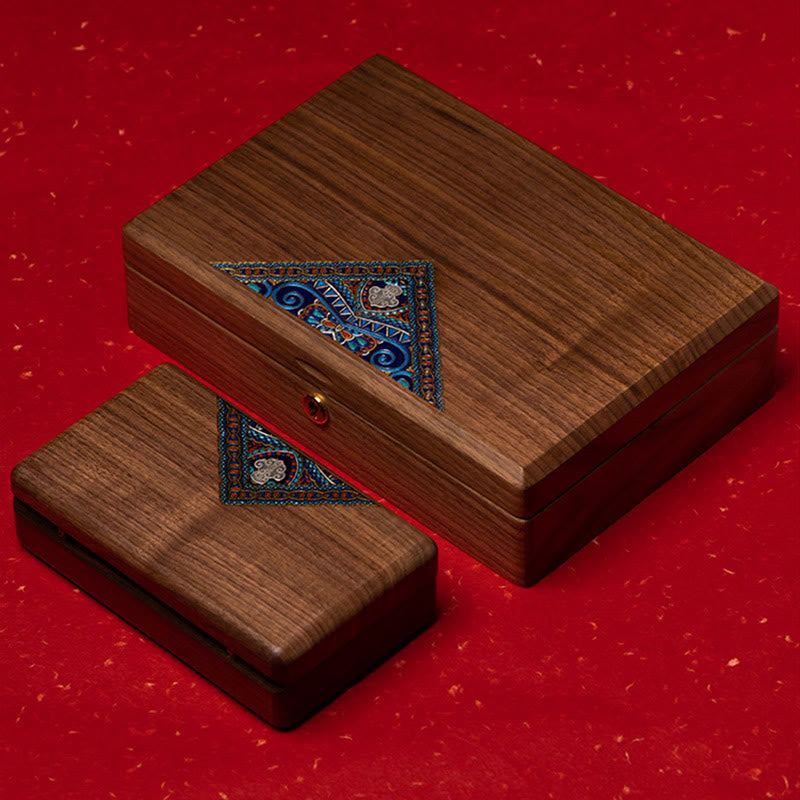 Buddha Stones Vintage Handmade Black Walnut Wood Jewelry Storage Box Wooden Gift Box Jewelry Storage Box BS 14