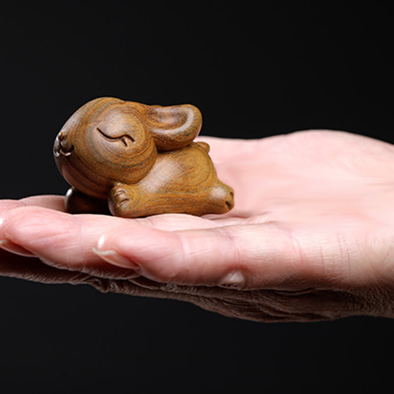 Buddha Stones Green Sandalwood Small Mini Cute Rabbit Bunny Peace Decorations Decorations BS 18