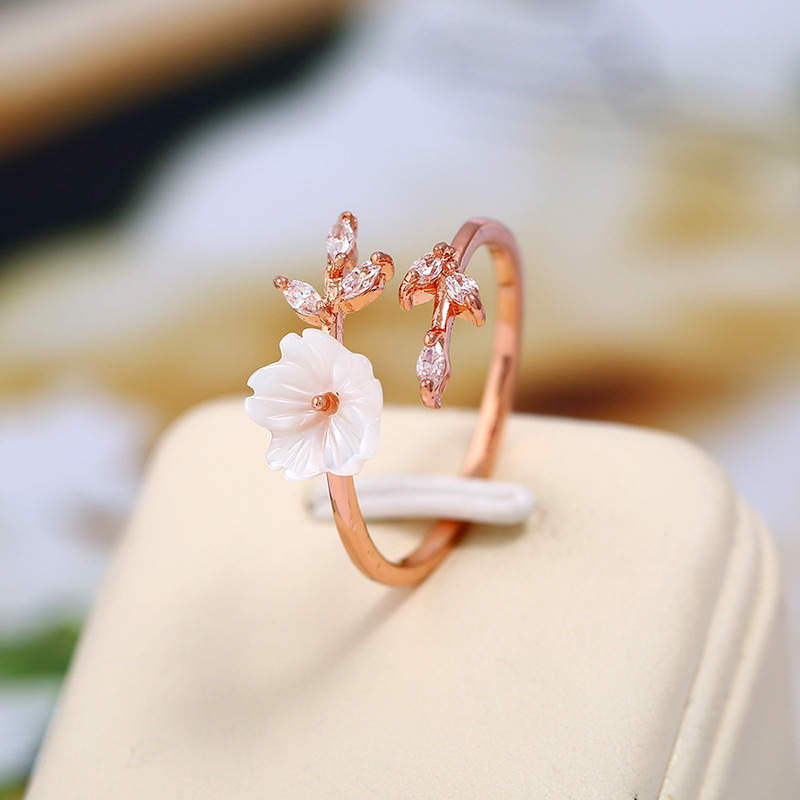 Buddha Stones Plum Blossom Leaf Pattern Copper Luck Ring Ring BS 1