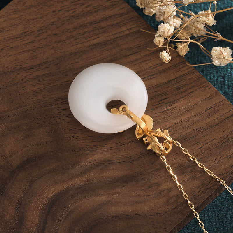 Buddha Stones White Jade Koi Fish Wealth Prosperity Necklace Pendant Necklaces & Pendants BS 3