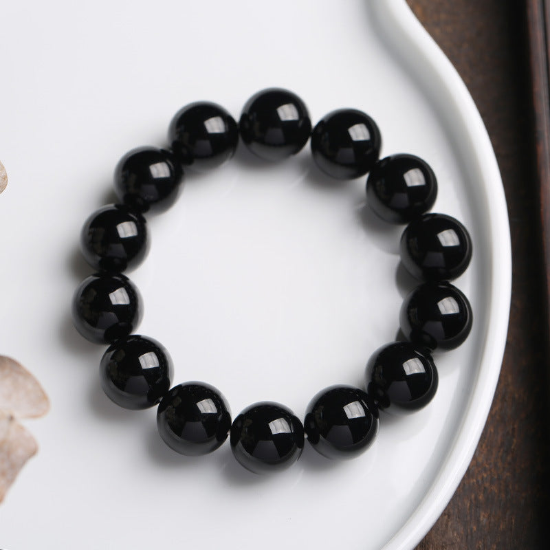 Bracelet porte-bonheur en onyx noir naturel Foviel
