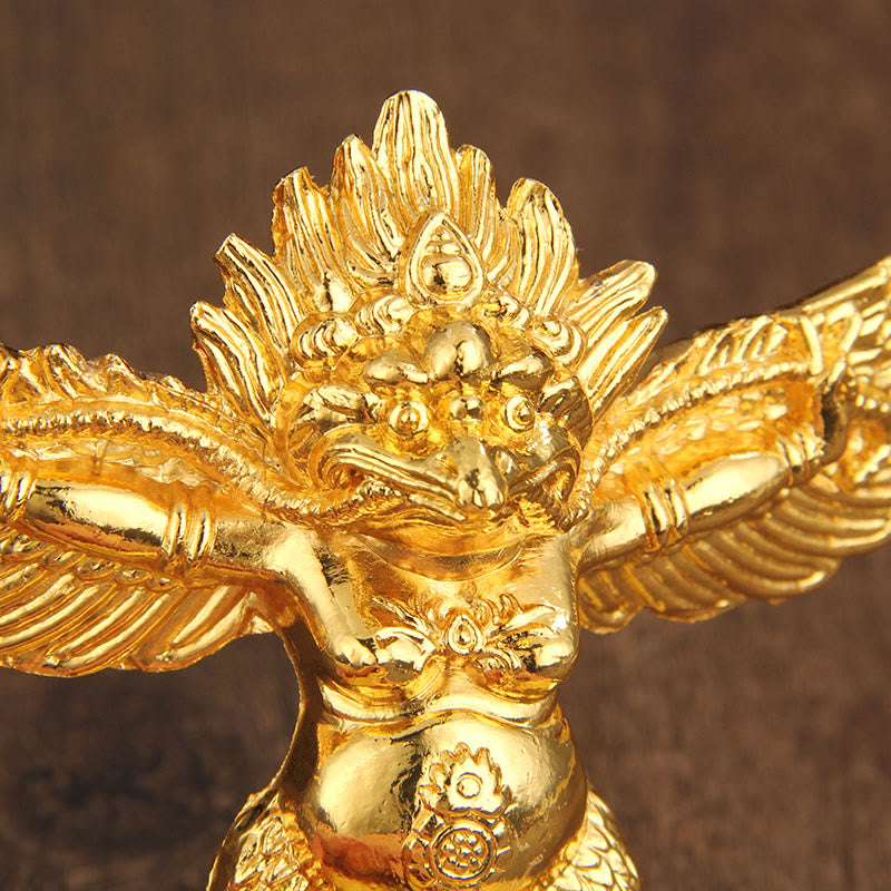 Buddha Stones Tibetan Gold Garuda Bird Alloy Protection Home Decoration Decorations BS 2