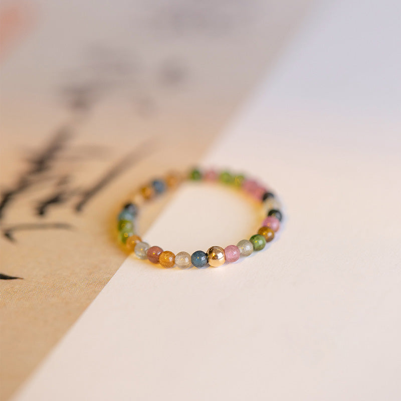 Buddha Stones Natural Tourmaline Positive Love Ring Ring BS 5