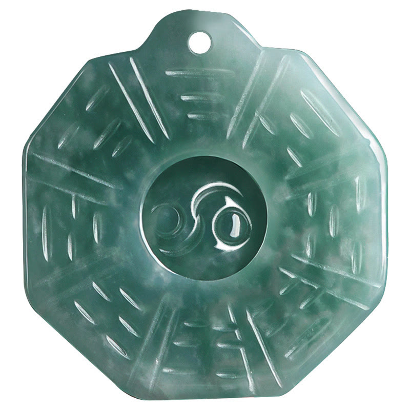 Foviel Natürliche Jade FengShui Bagua Yin Yang Wohlstand Halskette Anhänger