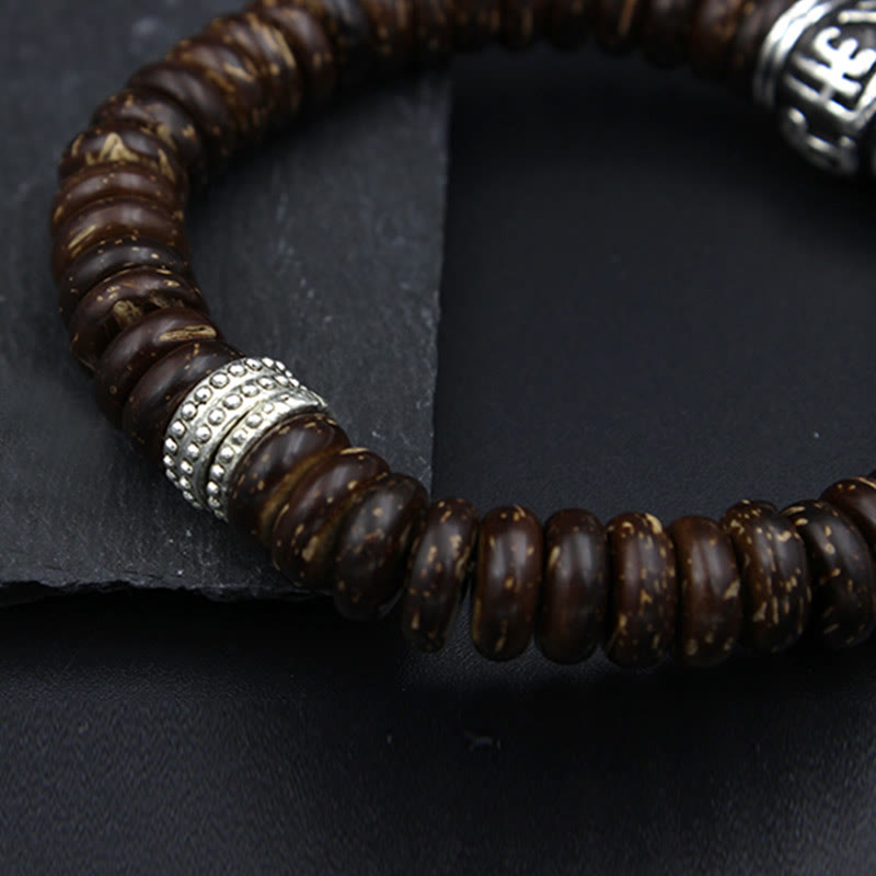 Buddha Stones Natural Tibetan Coconut Shell Om Mani Padme Hum Positive Bracelet Bracelet BS 15