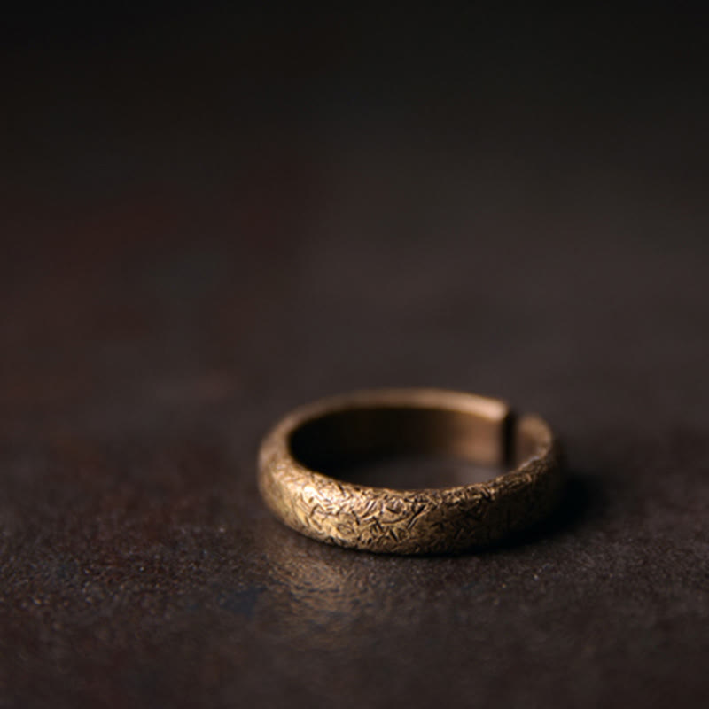 Buddha Stones Tibetan Vintage Texture Design Copper Luck Couple Ring Ring BS 7