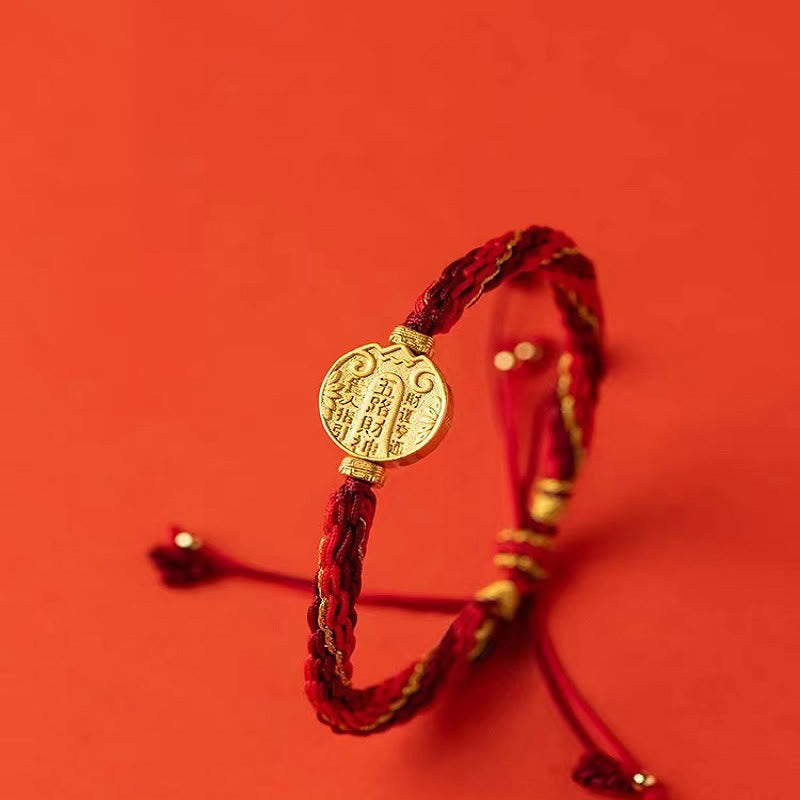 Buddha Stones Five Directions Gods of Wealth Handmade Reincarnation Knot Protection String Braid Bracelet Bracelet BS 5