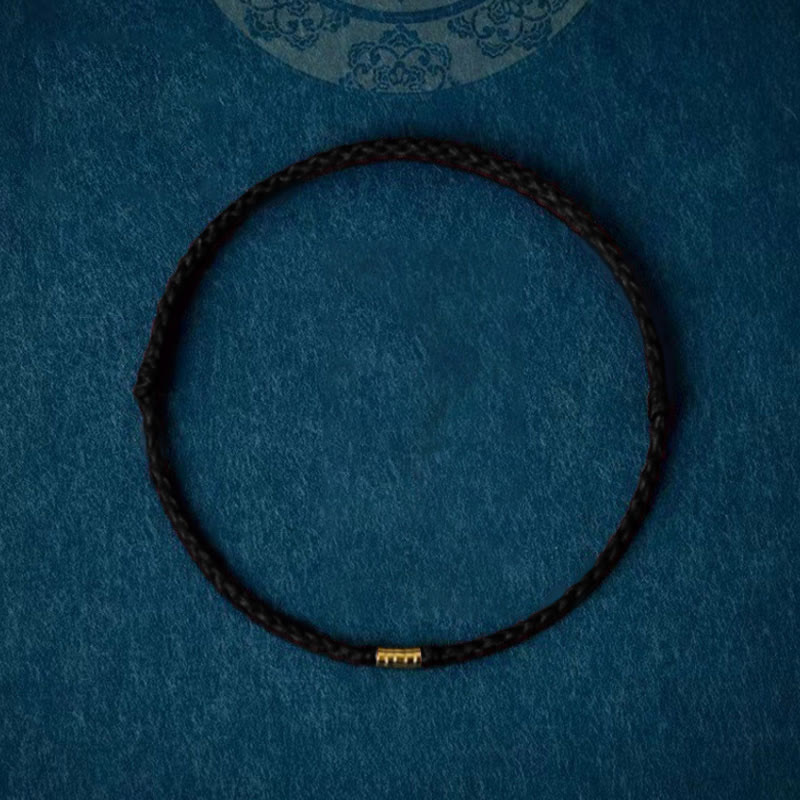 Bracelet ou chevillère Foviel en argent sterling 925 avec perle dorée porte-bonheur sur cordon tressé