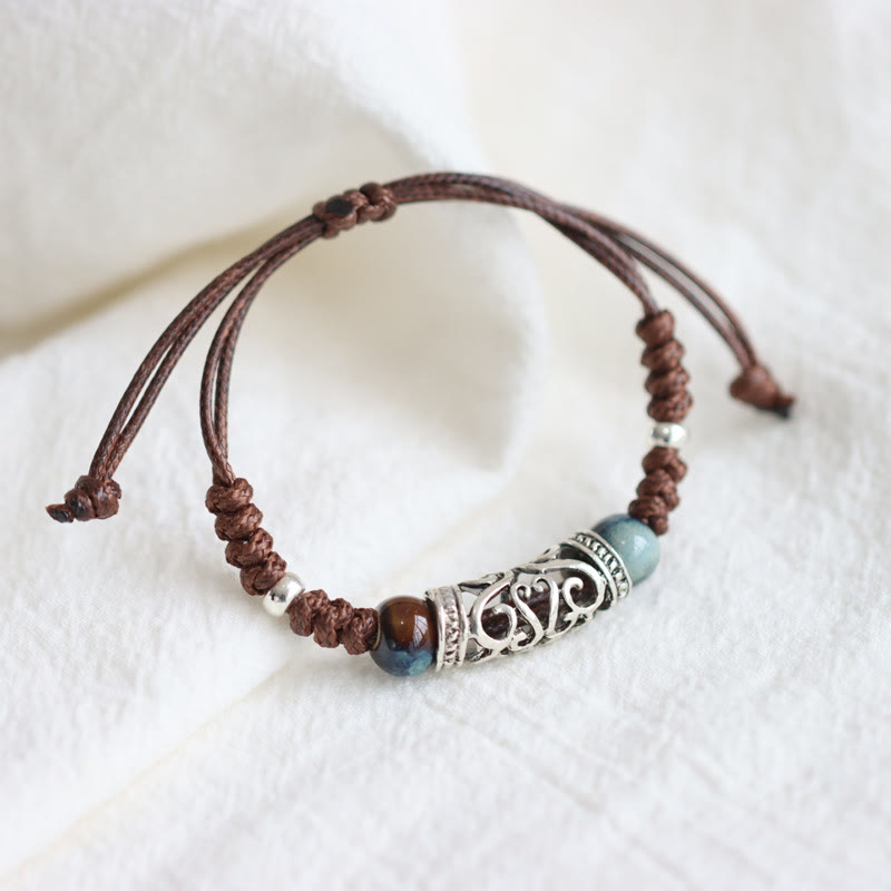 Buddha Stones Tibet Ceramic Bead Wealth String Bracelet Bracelet BS Brown