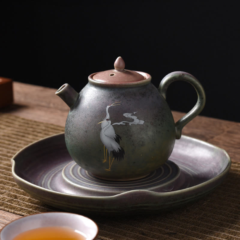 Buddha Stones White Crane Cloud Chinese Gongfu Tea Ceramic Kung Fu Teapot Teapot BS 16