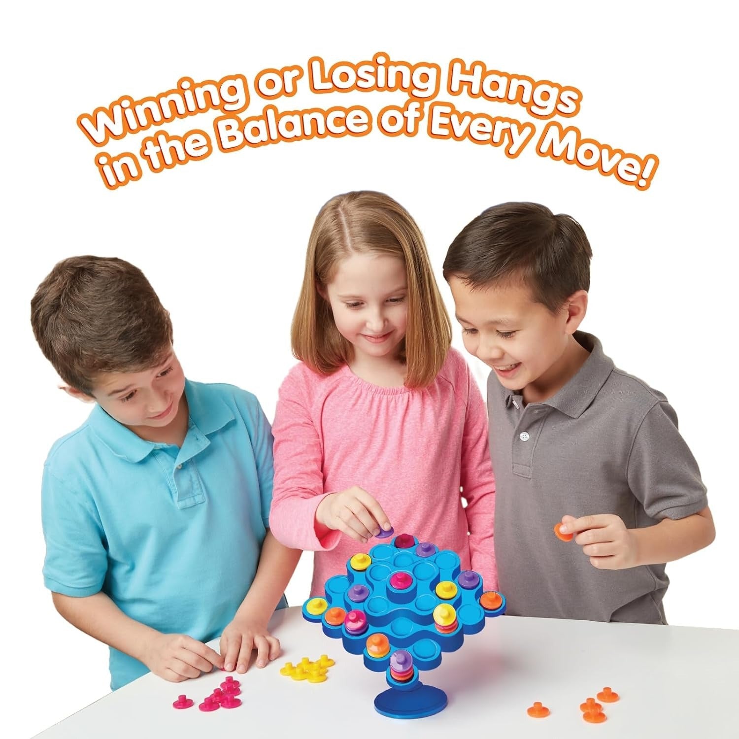 Fidtoy Topple Balance Family Game for Kids & Families | Plastic Stacking Strategy Board Game, 48 Game Pieces, Dice, Tilting Tower, Spatial Reasoning & STEM-Style Balance Game Age 6+