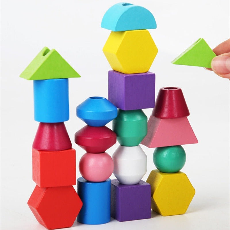 Five Column Sequencing Wooden Puzzle with Lacing - 111