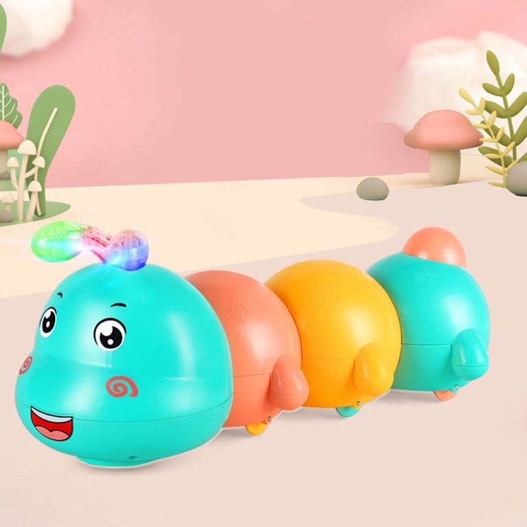 Fidtoy Magnetic Electric Caterpillar Light Sound Toy Set for Toddlers Crawling Music Play Age 12M+