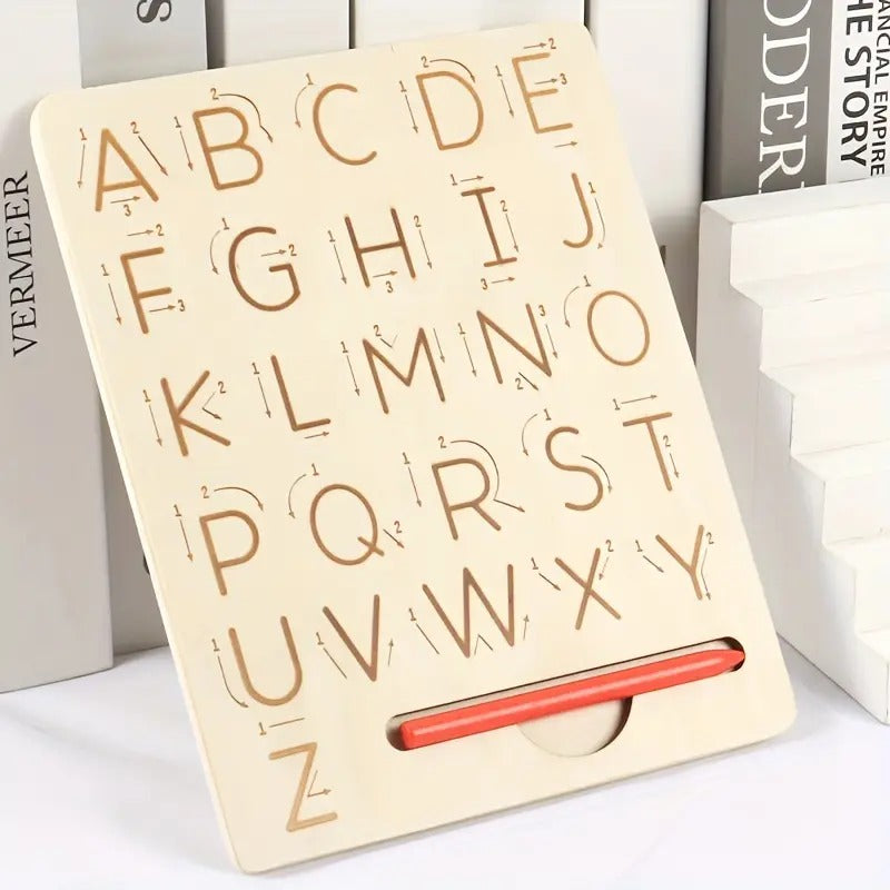 Tablero Montessori de doble cara para trazar el abecedario - 324