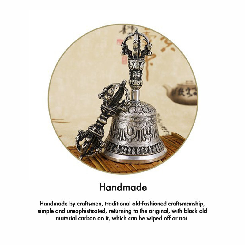 Buddha Stones Tibetan Meditation Bell and Vajra Dorje Copper Decoration Set Buddhist Supplies BS 17