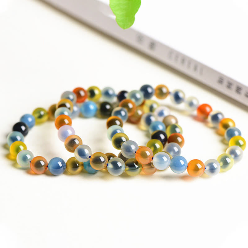 Buddha Stones Natural Colorful Candy Agate Harmony Strength Bead Bracelet Bracelet BS 13
