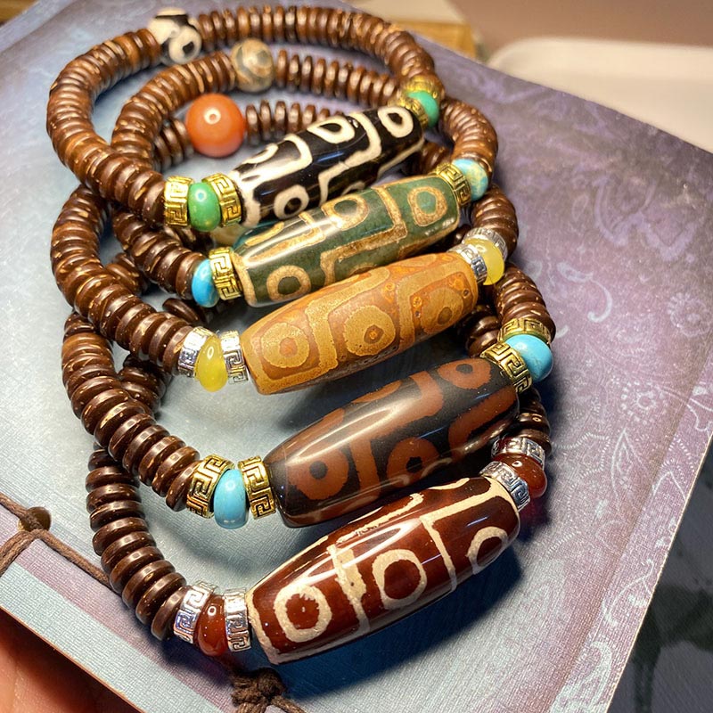 Buddha Stones Tibetan Nine-Eye Dzi Bead Wealth Bracelet Bracelet BS 7