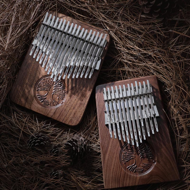 Buddha Stones Kalimba 34 Keys Thumb Piano Tree of Life Design Portable Finger Marimba Piano 12