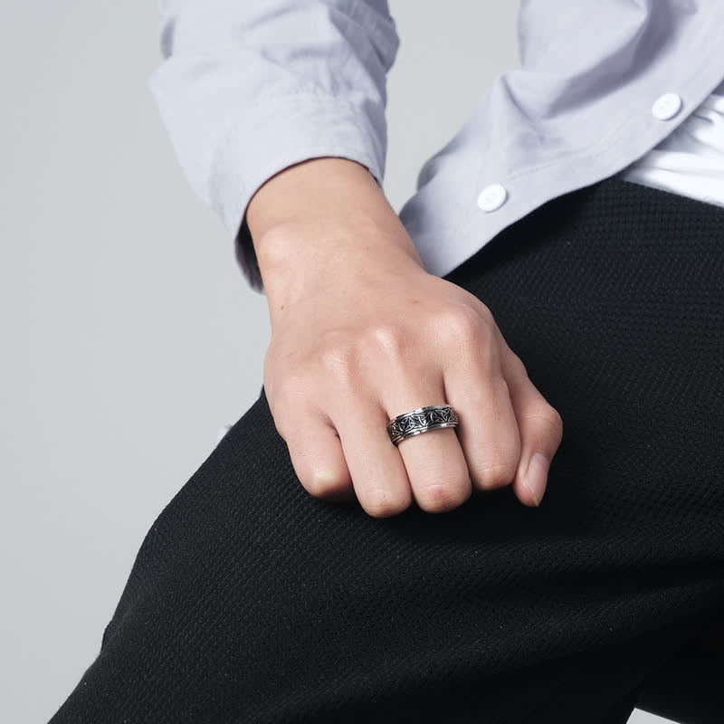 Buddha Stones Triangle Knot Triquetra Titanium Steel Calm Rotatable Ring Ring BS 3