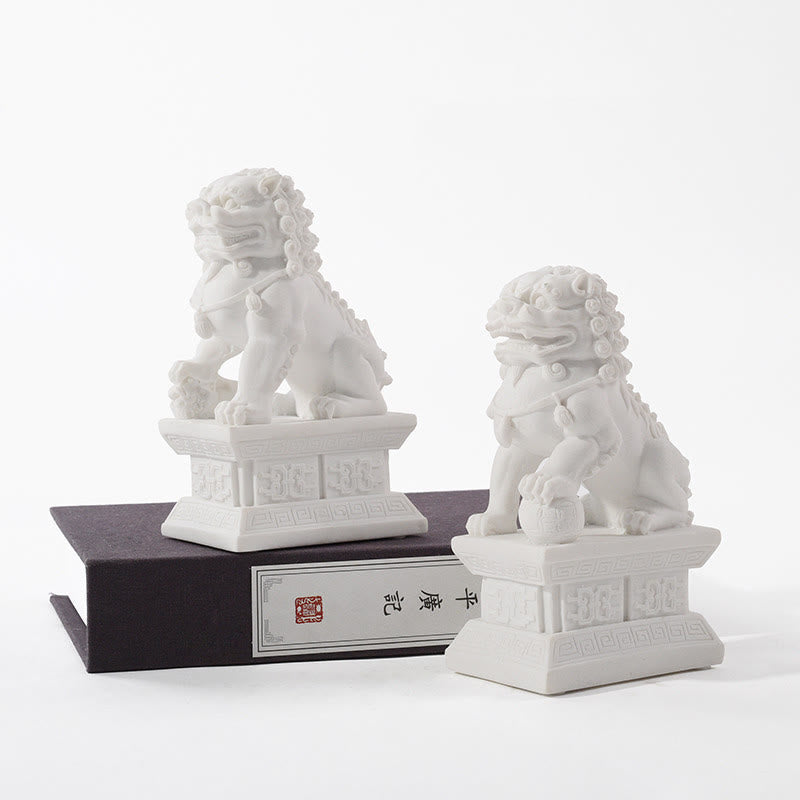 Buddha Stones 2Pcs Lion Statue Courage Strength Resin Home Office Decoration Decorations BS 4