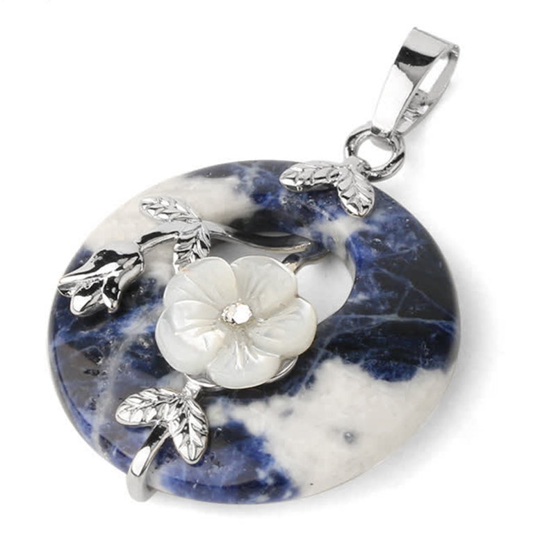 Buddha Stones Various Crystal Amethyst Green Aventurine Flower Healing Necklace Pendant Necklaces & Pendants BS Sodalite