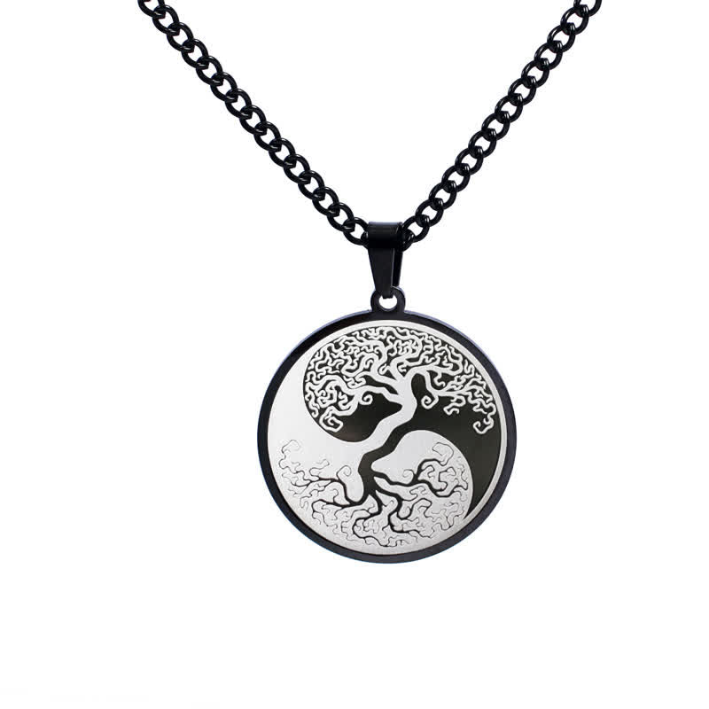 Buddha Stones The Tree of Life Titanium Steel Connection Necklace Pendant Necklaces & Pendants BS Black