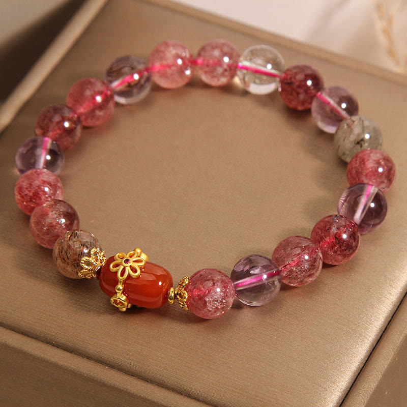 Buddha Stones Natural Super Seven Crystal Red Agate Positivity Bracelet Bracelet BS 3