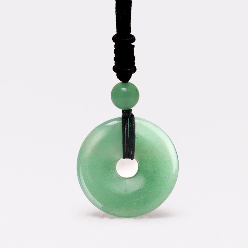 Buddha Stones Lucky Coin Pendant Healing Crystal Gemstone Necklace Necklaces & Pendants BS Green Aventurine