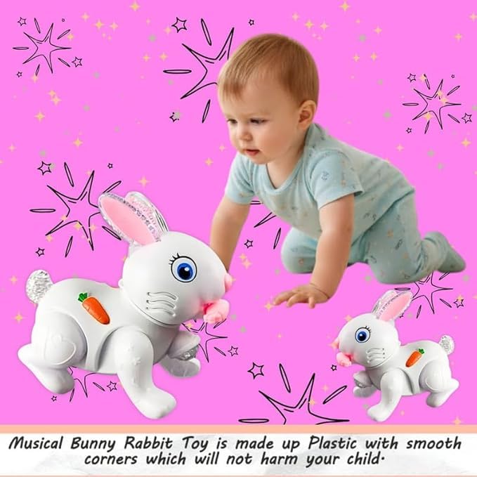 Juguete Musical Fidtoy de Conejo con Luces, Sonidos y Salto