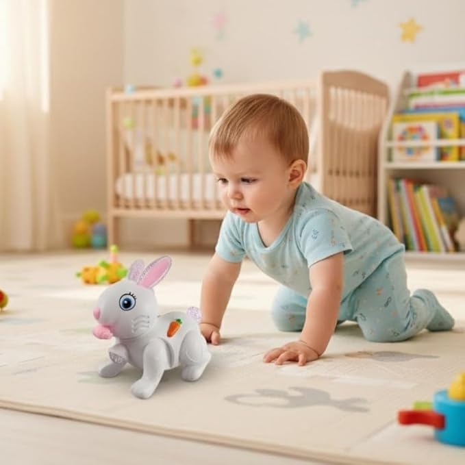 Juguete Musical Fidtoy de Conejo con Luces, Sonidos y Salto