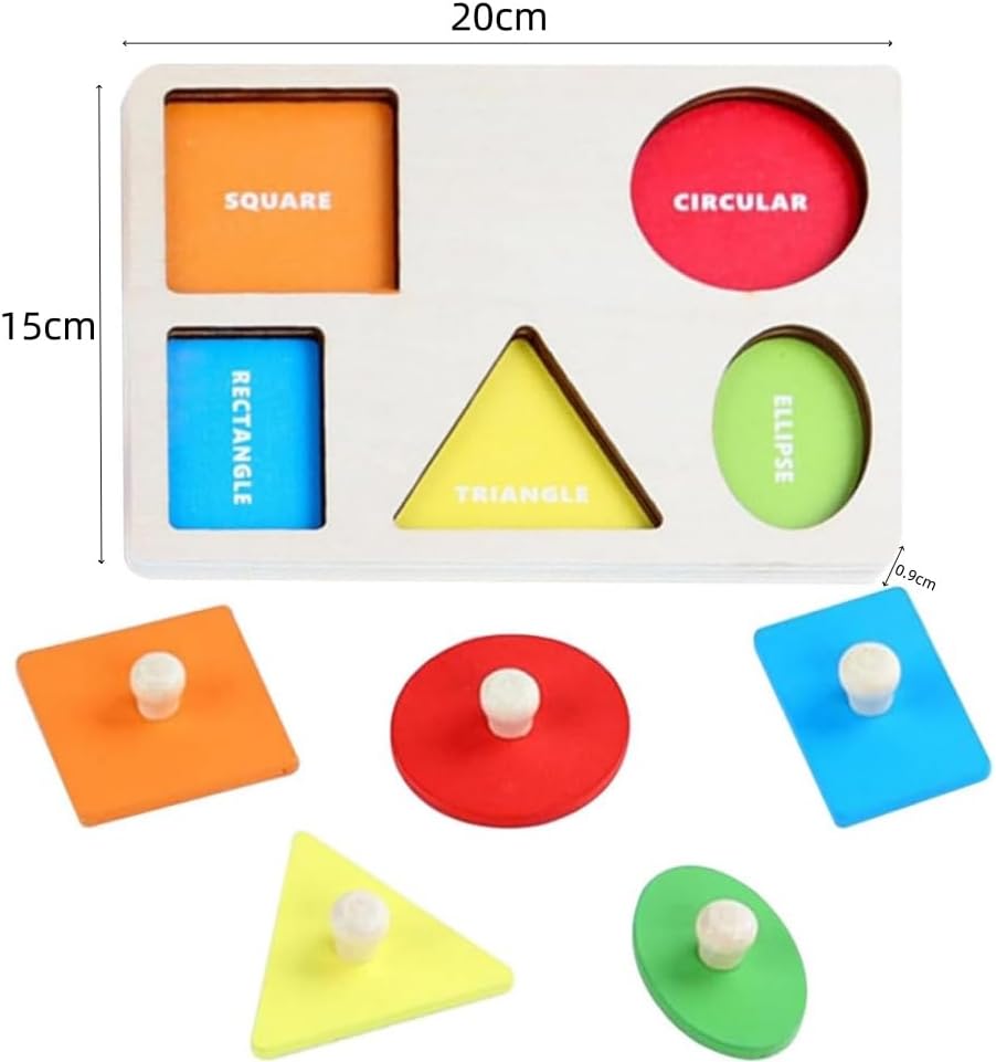 Fidtoy Wooden Shape Peg Puzzle Montessori Shape Sorting Toy for Toddlers Color Recognition Geometric Puzzle Fine Motor Skills Early Learning Toy Gift